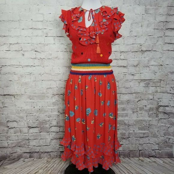 Diane Freis for Marisa Christina Floral Sleeveless Knit Top & Skirt Set Boho NOS - Picture 1 of 10